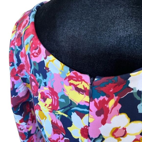 Betsey Johnson Dress Size 10 Long Sleeve Floral Scoop Neck Sheath Stretch - Picture 9 of 11